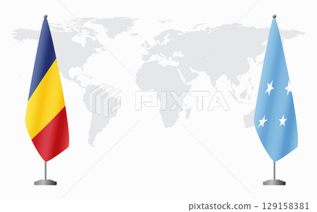 Romania and Micronesia flags for official meeting 129158381