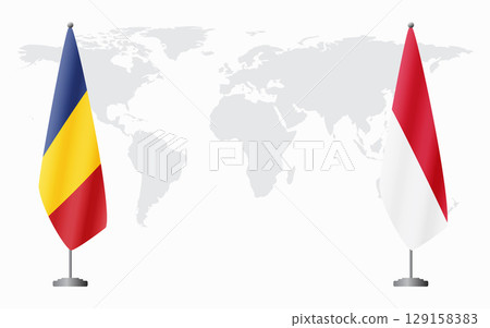 Romania and Monaco flags for official meeting 129158383