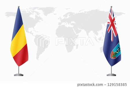 Romania and Montserrat flags for official meeting Romania and Montserrat flags for official meeting 129158385