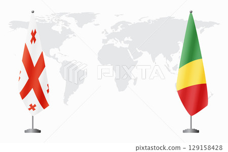 Georgia and Congo-Brazzaville flags for official meeting 129158428