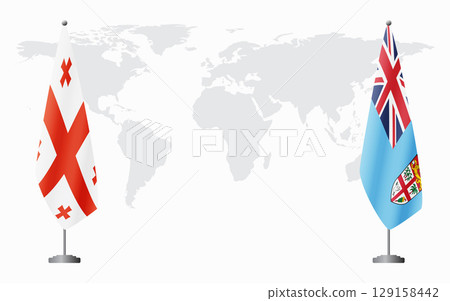 Georgia and Fiji flags for official meeting 129158442