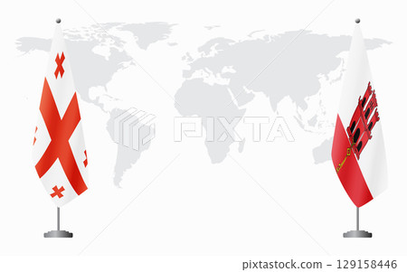 Georgia and Gibraltar flags for official meeting 129158446
