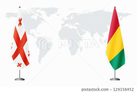 Georgia and Guinea flags for official meeting Georgia and Guinea flags for official meeting 129158452