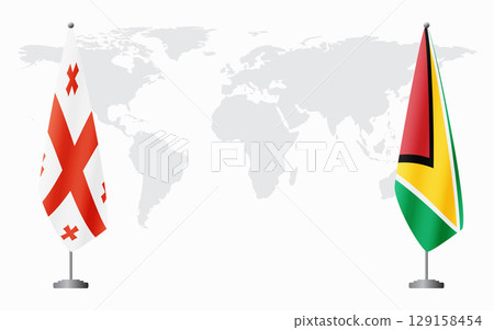 Georgia and Guyana flags for official meeting Georgia and Guyana flags for official meeting 129158454