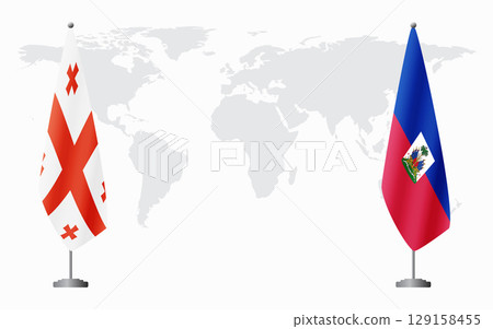 Georgia and Haiti flags for official meeting 129158455