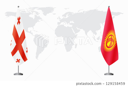 Georgia and Kyrgyzstan flags for official meeting 129158459