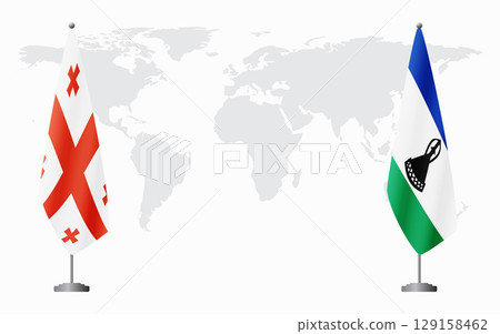 Georgia and Lesotho flags for official meeting Georgia and Lesotho flags for official meeting 129158462