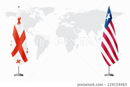 Georgia and Liberia flags for official meeting 129158463