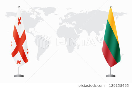 Georgia and Lithuania flags for official meeting 129158465