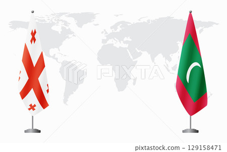 Georgia and Maldives flags for official meeting Georgia and Maldives flags for official meeting 129158471
