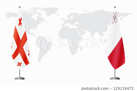 Georgia and Malta flags for official meeting 129158472