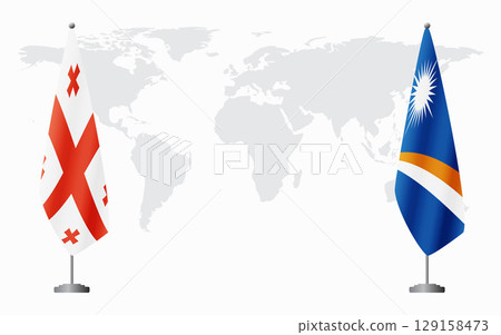 Georgia and Marshall Islands flags for official meeting 129158473
