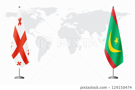Georgia and Mauritania flags for official meeting 129158474