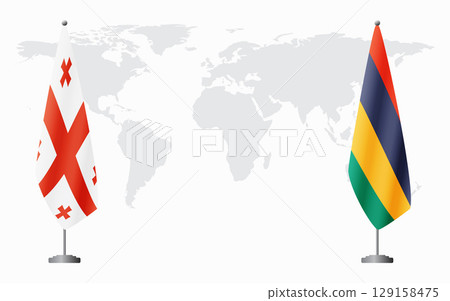 Georgia and Mauritius flags for official meeting 129158475