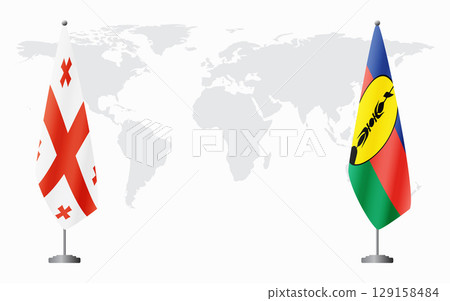 Georgia and New Caledonia flags for official meeting 129158484