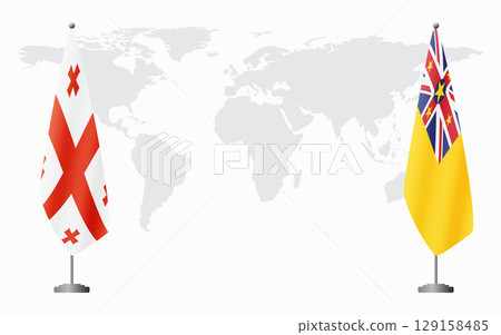 Georgia and Niue flags for official meeting 129158485