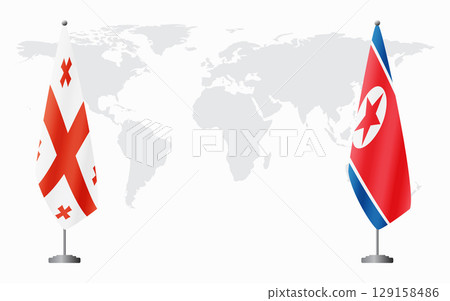 Georgia and North Korea flags for official meeting 129158486