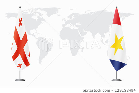 Georgia and Saba flags for official meeting Georgia and Saba flags for official meeting 129158494