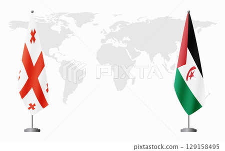 Georgia and Western Sahara flags for official meeting Georgia and Western Sahara flags for official meeting 129158495