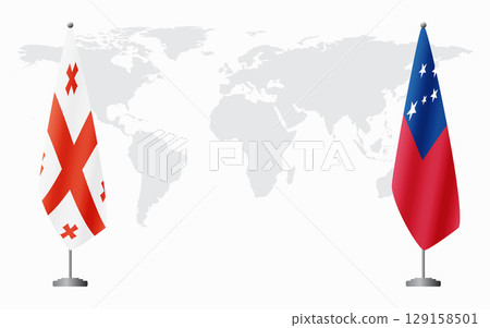 Georgia and Samoa flags for official meeting Georgia and Samoa flags for official meeting 129158501