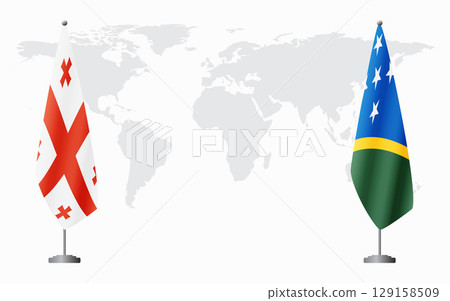 Georgia and Solomon Islands flags for official meeting 129158509
