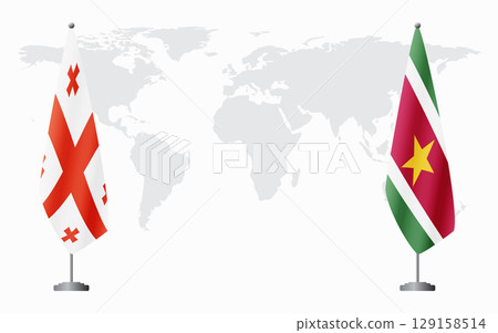 Georgia and Suriname flags for official meeting 129158514