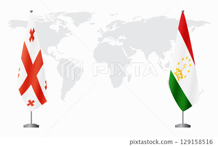 Georgia and Tajikistan flags for official meeting Georgia and Tajikistan flags for official meeting 129158516
