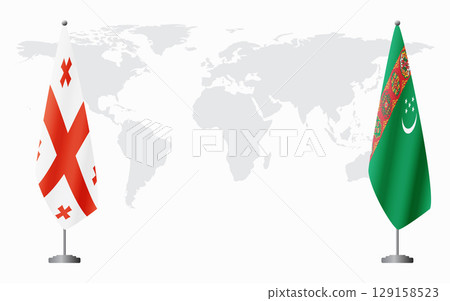 Georgia and Turkmenistan flags for official meeting 129158523