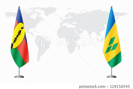 New Caledonia and Saint Vincent and the Grenadines flags for off 129158545