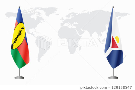 New Caledonia and Saint Martin flags for official meeting 129158547