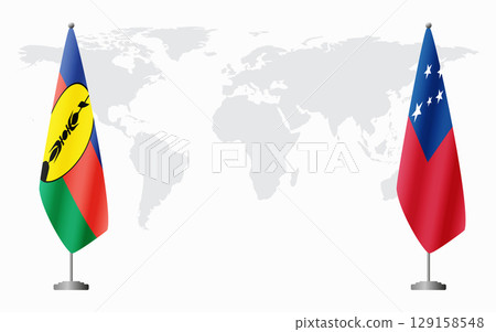 New Caledonia and Samoa flags for official meeting New Caledonia and Samoa flags for official meeting 129158548