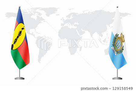 New Caledonia and San Marino flags for official meeting 129158549