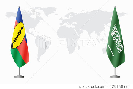 New Caledonia and Saudi Arabia flags for official meeting New Caledonia and Saudi Arabia flags for official meeting 129158551