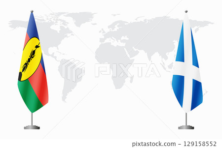 New Caledonia and Scotland flags for official meeting 129158552