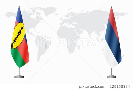 New Caledonia and civil Serbia flags for official meeting New Caledonia and civil Serbia flags for official meeting 129158554