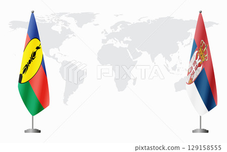 New Caledonia and Serbia flags for official meeting New Caledonia and Serbia flags for official meeting 129158555