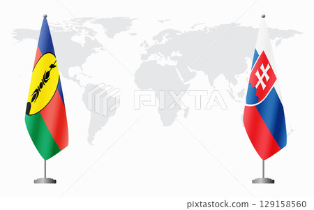 New Caledonia and Slovakia flags for official meeting 129158560