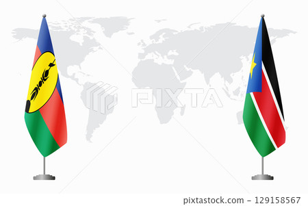 New Caledonia and South Sudan flags for official meeting New Caledonia and South Sudan flags for official meeting 129158567