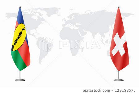 New Caledonia and Switzerland flags for official meeting New Caledonia and Switzerland flags for official meeting 129158575