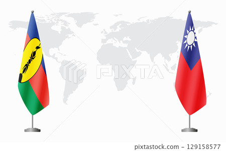 New Caledonia and Taiwan flags for official meeting New Caledonia and Taiwan flags for official meeting 129158577