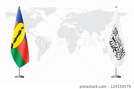 New Caledonia and Afghanistan flags for official meeting New Caledonia and Afghanistan flags for official meeting 129158579