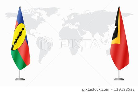 New Caledonia and East Timor flags for official meeting New Caledonia and East Timor flags for official meeting 129158582