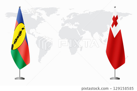New Caledonia and Tonga flags for official meeting New Caledonia and Tonga flags for official meeting 129158585