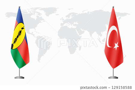 New Caledonia and Turkey flags for official meeting 129158588