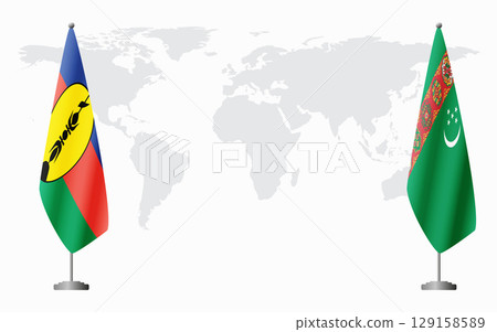 New Caledonia and Turkmenistan flags for official meeting New Caledonia and Turkmenistan flags for official meeting 129158589