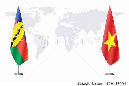 New Caledonia and Vietnam flags for official meeting New Caledonia and Vietnam flags for official meeting 129158604