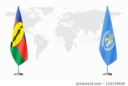 New Caledonia and World Health Organization flags for official m New Caledonia and World Health Organization flags for official m 129158606