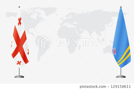 Georgia and Aruba flags for official meeting 129158611