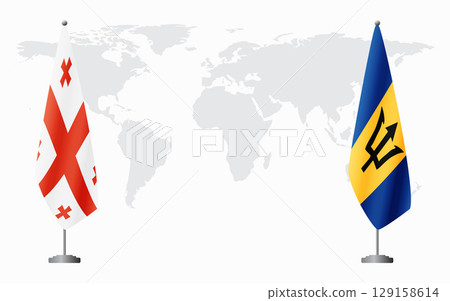 Georgia and Barbados flags for official meeting Georgia and Barbados flags for official meeting 129158614