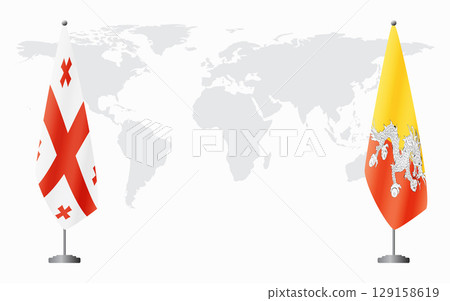 Georgia and Bhutan flags for official meeting Georgia and Bhutan flags for official meeting 129158619